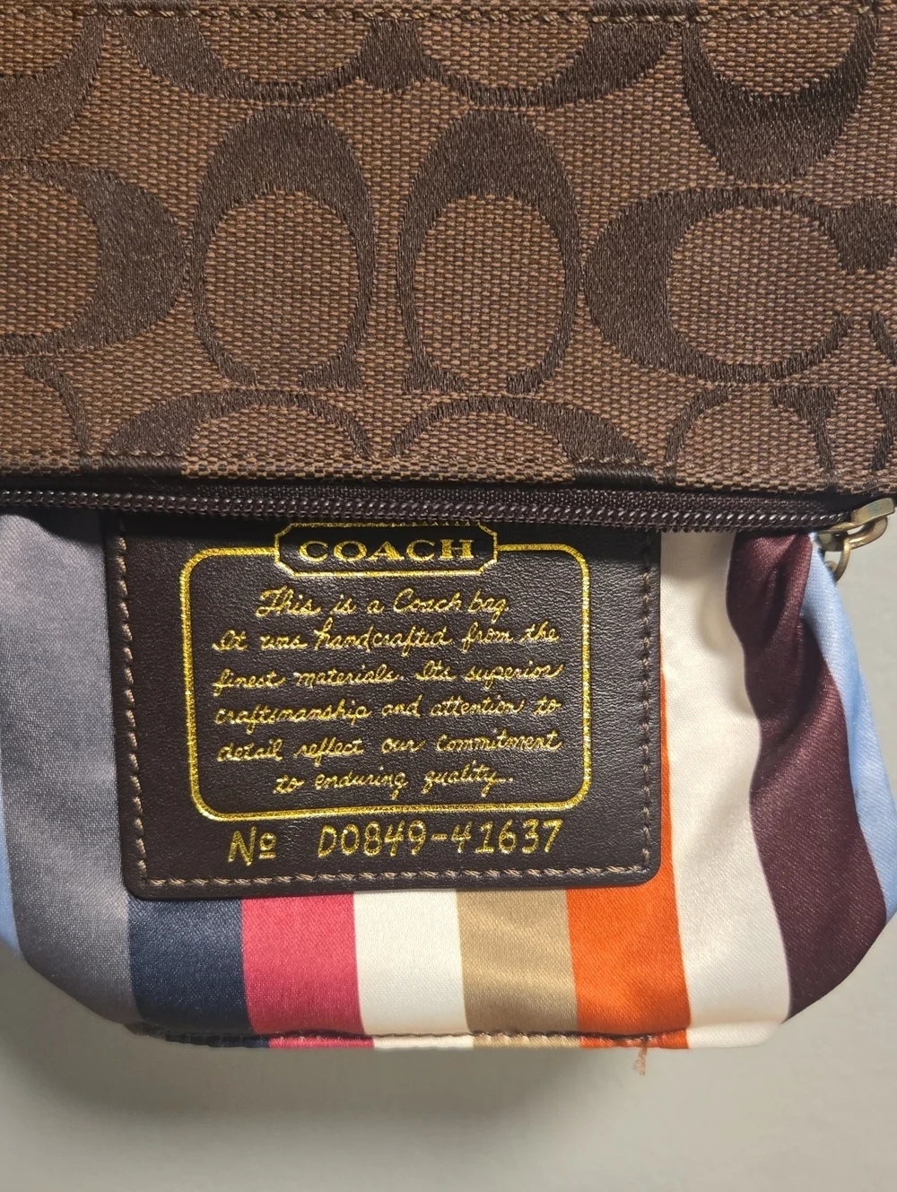 Coach Legacy Brown Signature Canvas Wristlet with Leather Trim